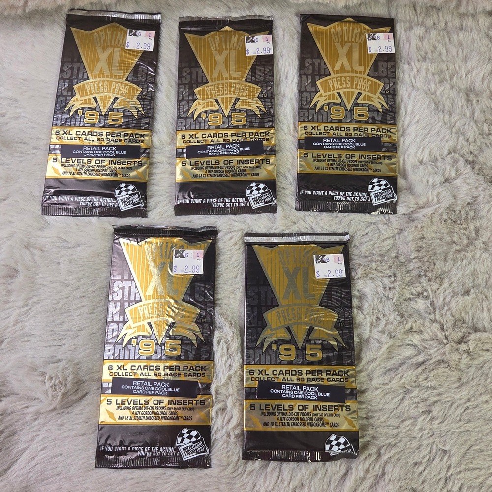 Lot of 5 1995 Press Pass Optima XL NASCAR Sealed Packs